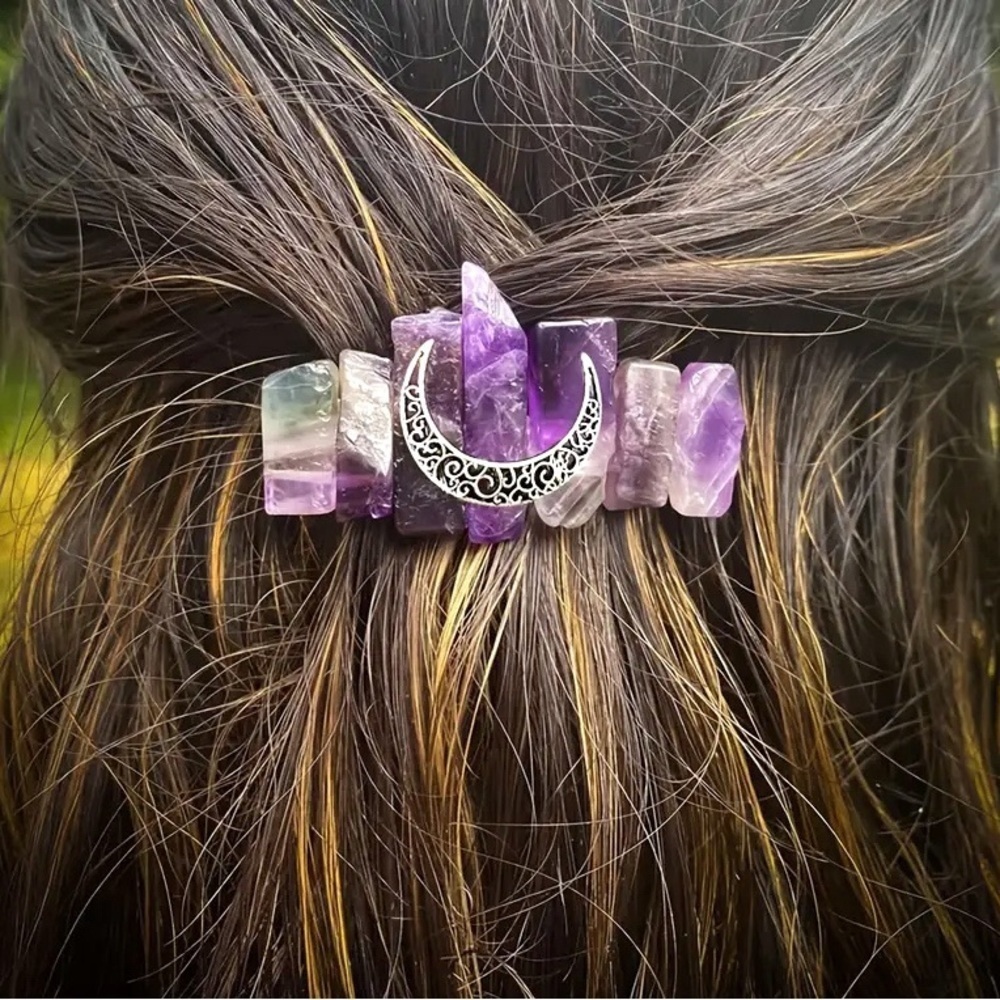 NATURAL Amethyst Crystal Hair Clip Barrette